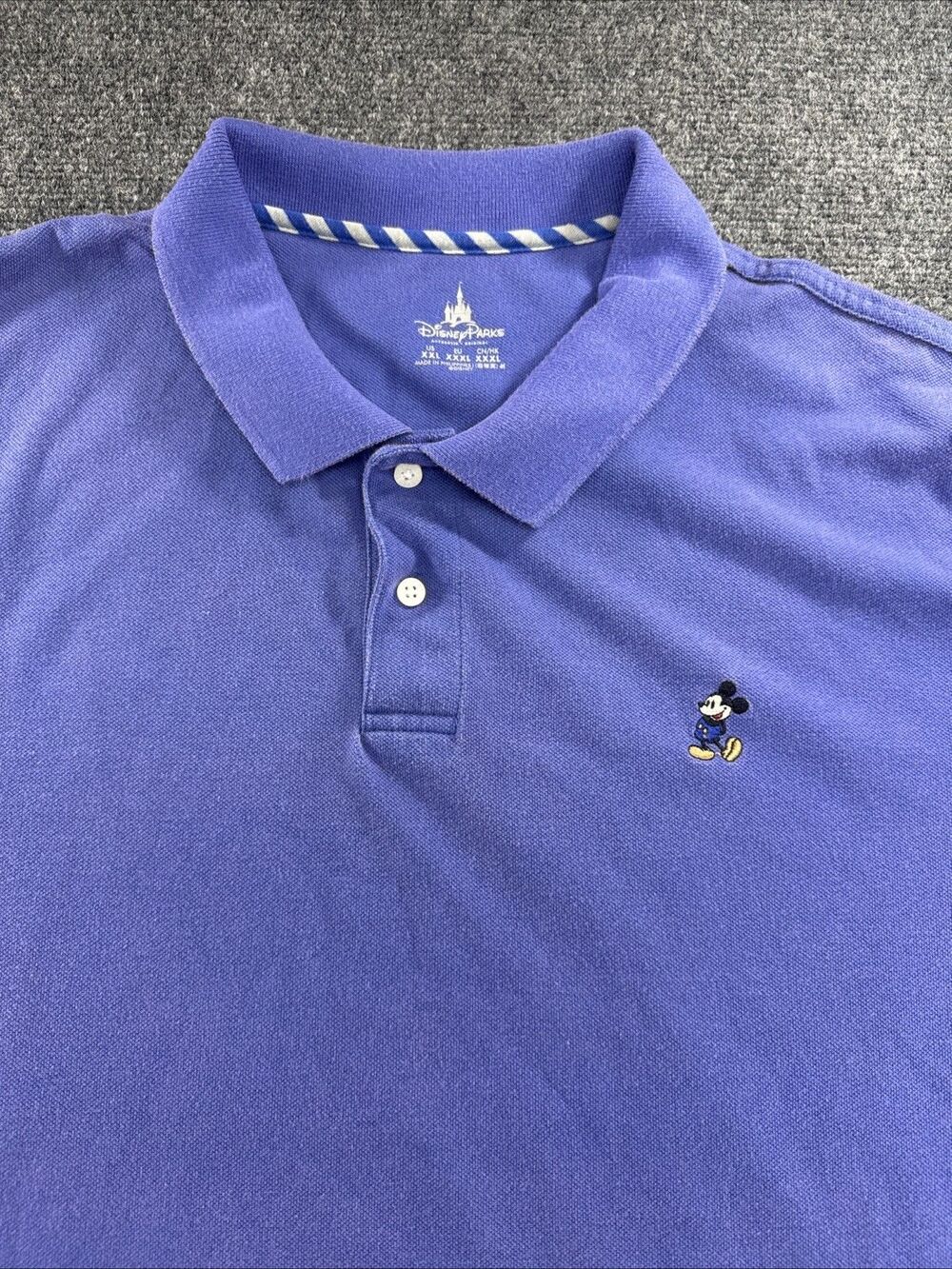 Disney Parks Mickey Mouse Polo Shirt Mens XXL Blue Embroidered Logo Golf